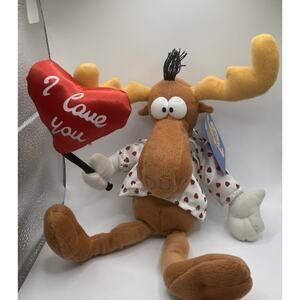 Bullwinkle Soft Sculpture I Love You Valentine Stuffed Animal Toy VINTAGE NEW